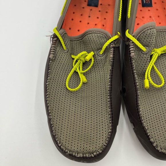 Swims Men's Olive Yellow Brown Boat Shoes - Picture 3 of 15
